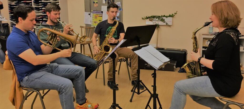 Improvisation Workshop Sax Saxophon Trompete Musikverein Grafenrheinfel SBO Symphonisches Blasorchester Schweinfurt Florian Lutz Florence Christian Nance Christian Berger