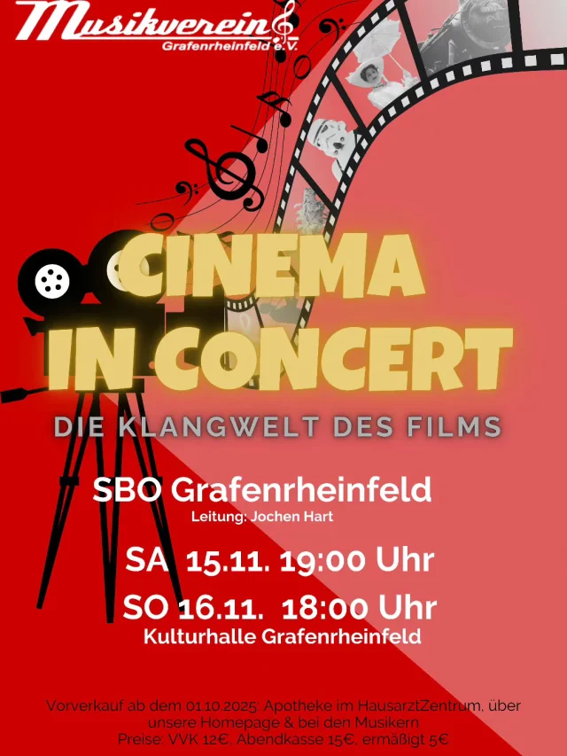 ✨ Trommelwirbel… ✨
Das Thema unserer diesjährigen Herbstkonzerte am 15. & 16. November steht fest!  Freut euch auf magische Quidditch-Matches, die wohl bekannteste Nanny aller Zeiten und Abenteuer in weit, weit entfernte Galaxien.  Alle Details findet ihr wie gewohnt über den Link in der Infobox – und keine Sorge: Besen, Regenschirme und Lichtschwerter dürfen zuhause bleiben😉  Wir freuen uns auf euch!  #sbo #grafenrheinfeld #blasmusik #filme #hollywood #symphonie #starwars #dirigent #harrypotter #rafeld